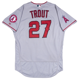 2018 Mike Trout Game Used Road Jersey Photo Matched to 8 Games - 3 HR With 7 Runs & 7 RBI (MLB Authenticated & Sports Investors Authentication) 